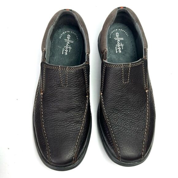 NWB Clarks Collection Cotrell Step Slip-On Shoes Brown Leather Men’s size 9W
